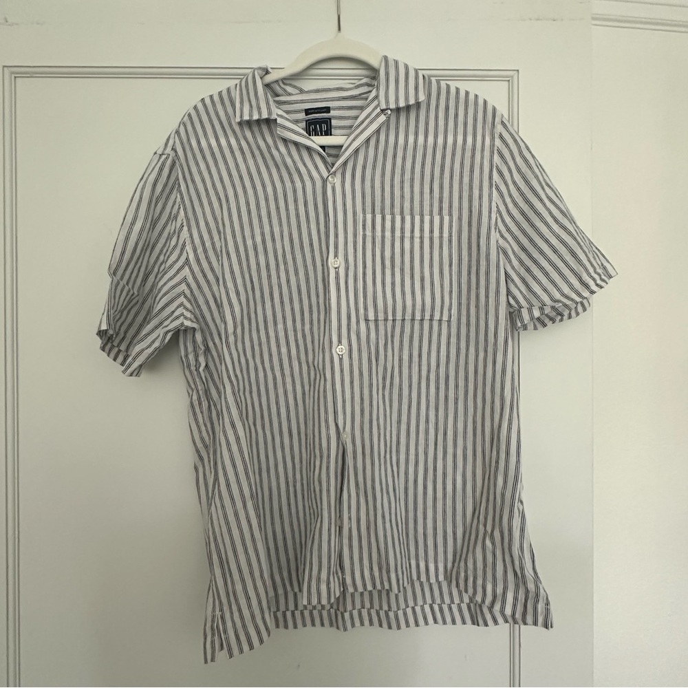GAP Linen Stripes Button Down Short Sleeve